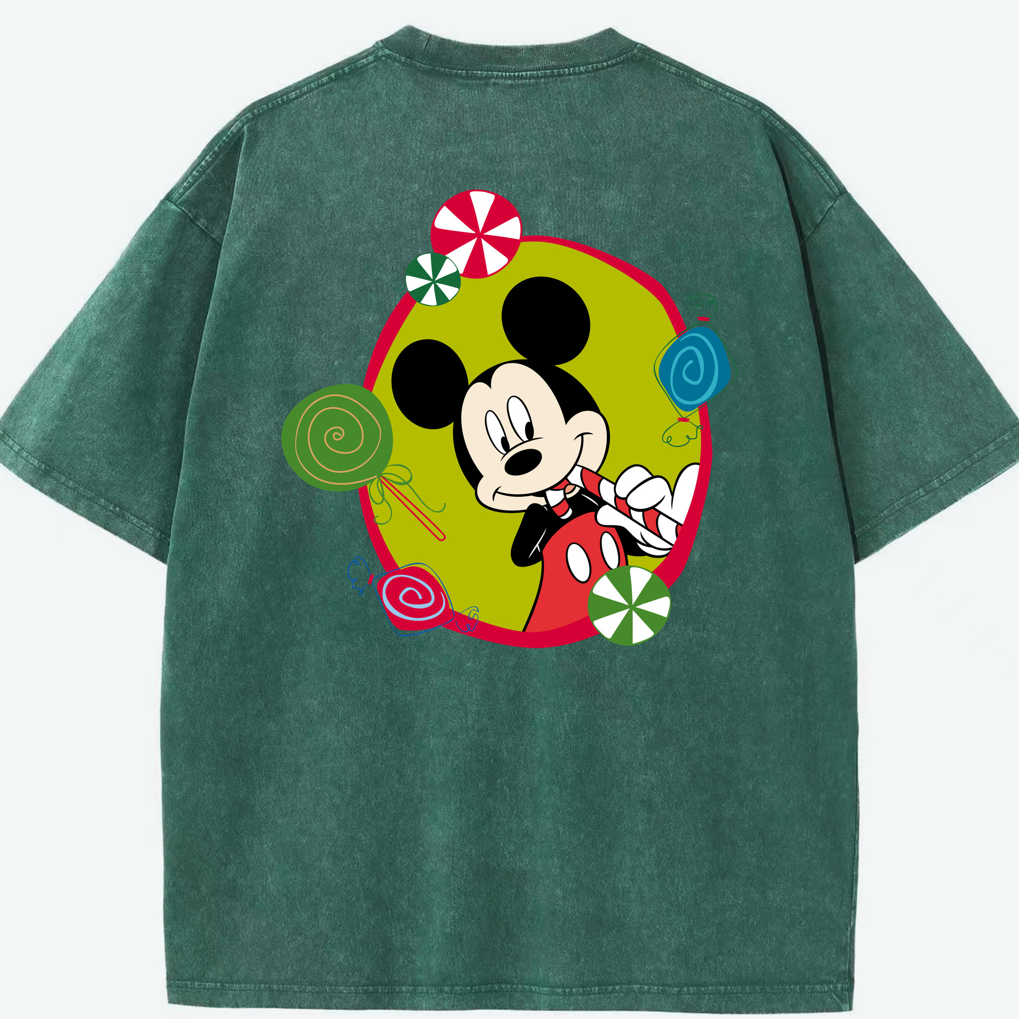 （画像用） ミッキーマウス Mickey Mouse 綿100% ヴィンテージ風 半袖Tシャツ（背面プリント）